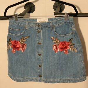N/Nicholas embroidered denim skirt